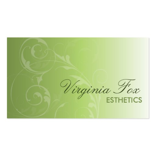 Elegant Soft Green Salon or Spa Business Card (front side)