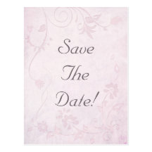 Elegant  Soft Pink Vintage Save The Date Wedding Post Card