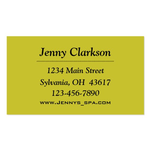 Elegant Spa Business Card (back side)