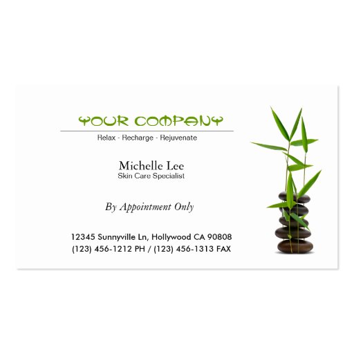 Elegant Spa / Skin Care / Massage Zen Business Card Template (front side)