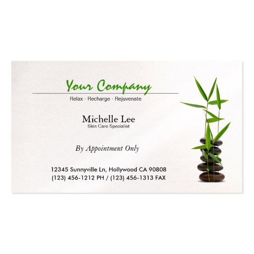 Elegant Spa / Skin Care / Massage Zen Business Cards