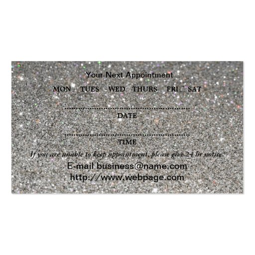 elegant Sparkles & Glitter Nail Salon BusinessCard Business Card Templates (back side)