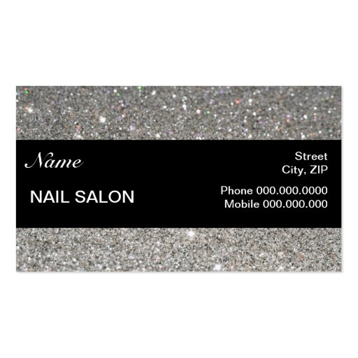 elegant Sparkles & Glitter Nail Salon BusinessCard Business Card Templates (front side)