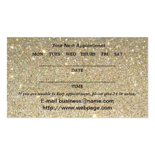 elegant Sparkles & Glitter Nail Salon BusinessCard Business Card Templates (back side)