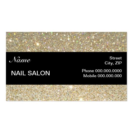 elegant Sparkles & Glitter Nail Salon BusinessCard Business Card Templates (front side)