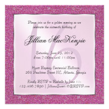 Elegant Sparkling Pink Sweet 16 Glitter Invite