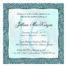 Elegant Sparkling Teal Sweet 16 Glitter Invite