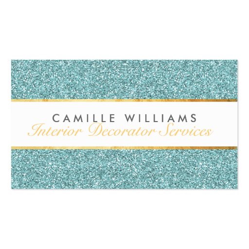 ELEGANT sparkly glamorous gold foil glitter blue Business Cards (front side)