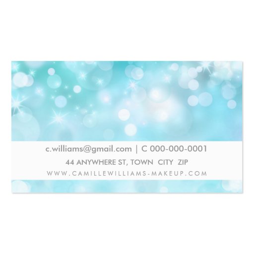 ELEGANT SPARKLY LIGHT whimsical aqua blue bokeh Business Card Templates (back side)