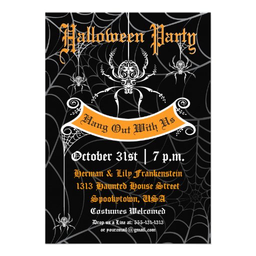 Elegant Spider Halloween Party Invitation