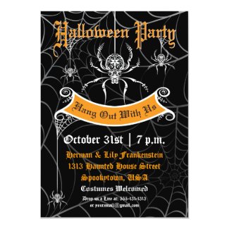 Elegant Spider Halloween Party Invitation