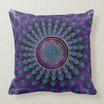 Elegant Spiral Fractal with Celtic Knot Mandala Pillow
