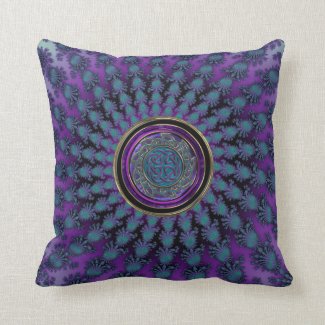 Elegant Spiral Fractal with Celtic Knot Mandala Pillow