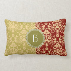 Elegant Split Damask Pattern with Monogram Pillows