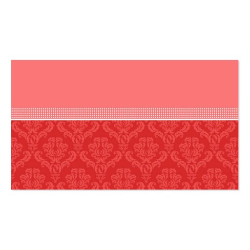Elegant Split Damask - Red Business Card (back side)