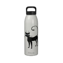 Elegant Spotted Black Cat Reusable Water Bottles