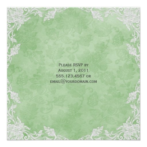 Elegant Spring Green White Floral Damask Post Wedd Custom Invites