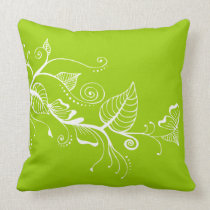 Elegant Spring Swirls Leaf Lime Green Pillow pillows