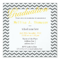 Elegant square grey and white chevron graduation invites