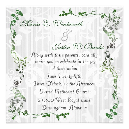 Elegant Square White Damask Wedding Invitation