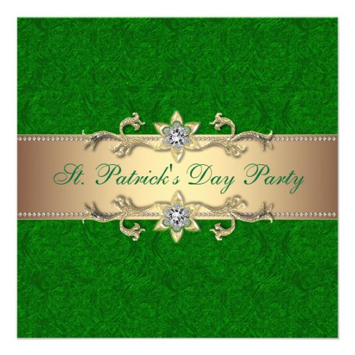 Elegant St. Patrick's Day Party Invitation Green (front side)