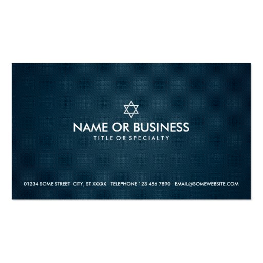 elegant star of david business cards (back side)