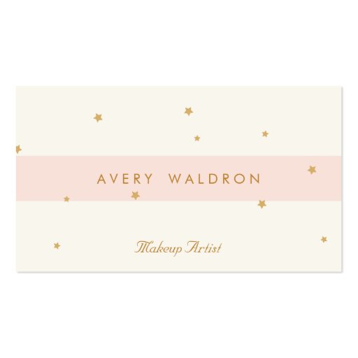 Elegant Stars Light Pink Cream White Makeup Artist Business Card Template