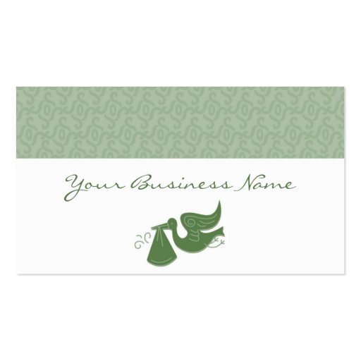 Elegant Stork Green Business Card (front side)
