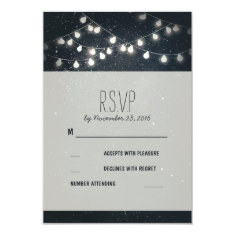 Elegant String Lights Night Stars Wedding RSVP Customized Announcement Card