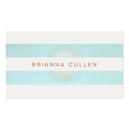 Elegant Striped Turquoise and Gold Circles Business Card Templates (front side)