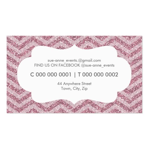 ELEGANT stylish cool chevron pattern glitter pink Business Card Templates (back side)
