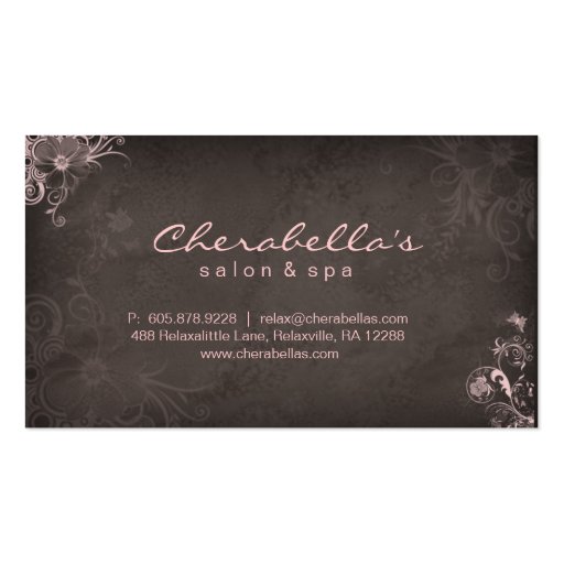 Elegant Stylish Makeup Artist Floral Pink Brown Business Card Templates (front side)