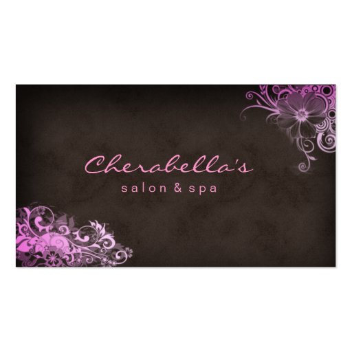 Elegant Stylish Salon Spa Floral Pink Brown Business Card Templates