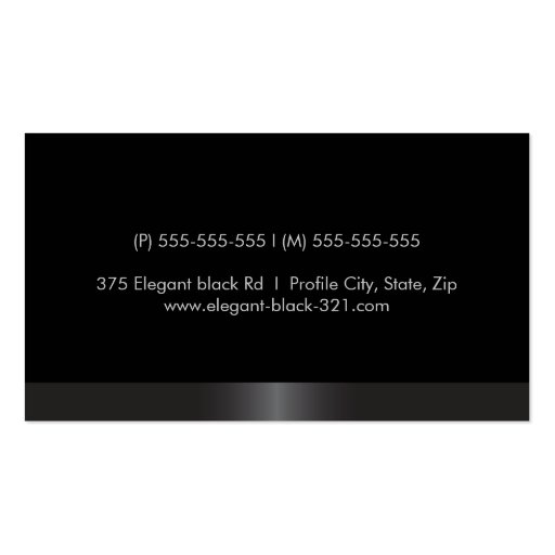 Elegant stylish satin gray border black business cards (back side)