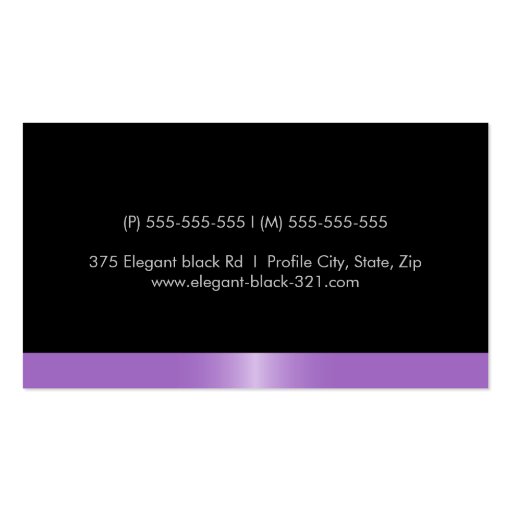 Elegant stylish satin lavender purple border black business card templates (back side)