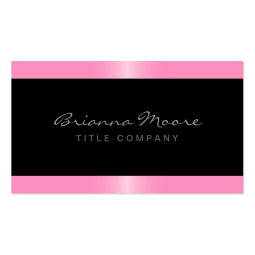 Elegant stylish satin pink border black business cards (front side)