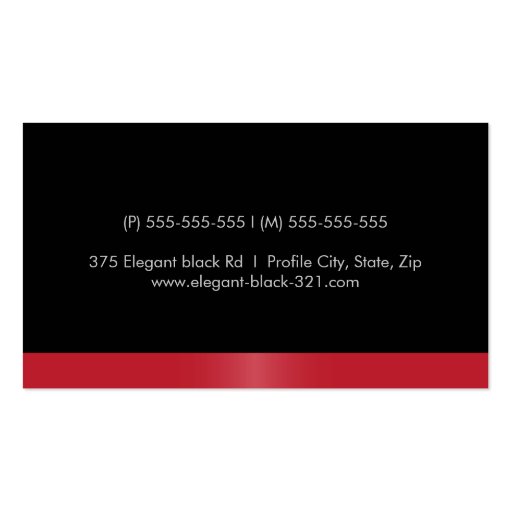 Elegant stylish satin red border black personal business cards (back side)
