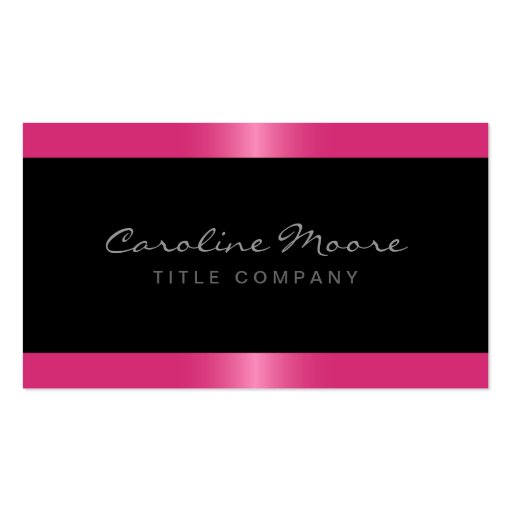 Elegant stylish satin rose pink border black business card (front side)