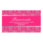 Elegant Stylish Silver Pink Damask Business Card