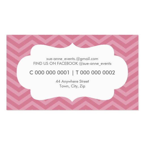 ELEGANT stylish trendy chevron pattern rose pink Business Card (back side)