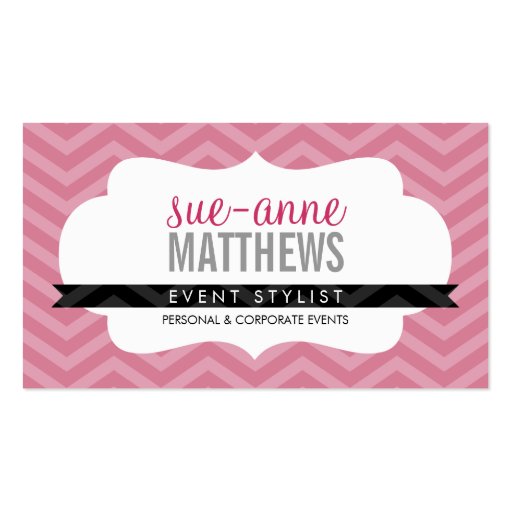 ELEGANT stylish trendy chevron pattern rose pink Business Card