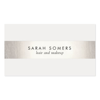 Elegant Stylish White Modern FAUX Silver Striped Business Card