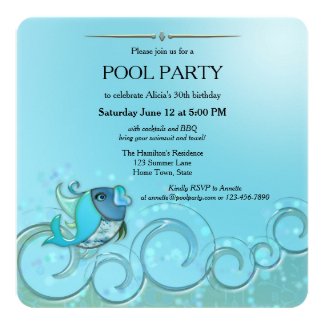 Elegant Summer Pool Party Invitation 5.25" Square Invitation Card