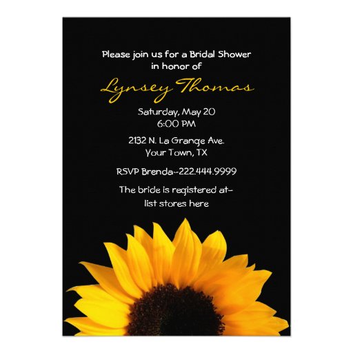 Elegant Sunflower Custom Bridal Shower Card