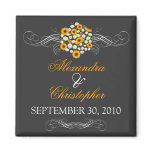 Elegant Sunflower Daisy Bouquet Bride & Groom Magnets