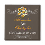 Elegant Sunflower Daisy Bouquet Bride & Groom Fridge Magnet