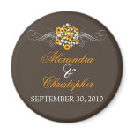 Elegant Sunflower Daisy Bouquet Bride & Groom Fridge Magnet
