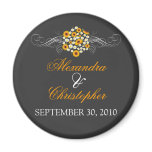 Elegant Sunflower Daisy Bouquet Bride & Groom Refrigerator Magnet