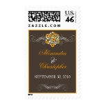 Elegant Sunflower Daisy Bouquet Bride & Groom Postage