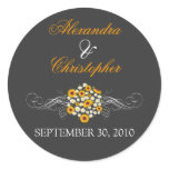 Elegant Sunflower Daisy Bouquet Bride & Groom Stickers